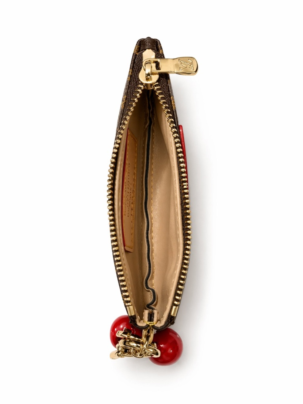 Louis Vuitton Brown Monogram Coin Pouch Key Holder with Cherry Charm Authentic - Picture 7 of 8